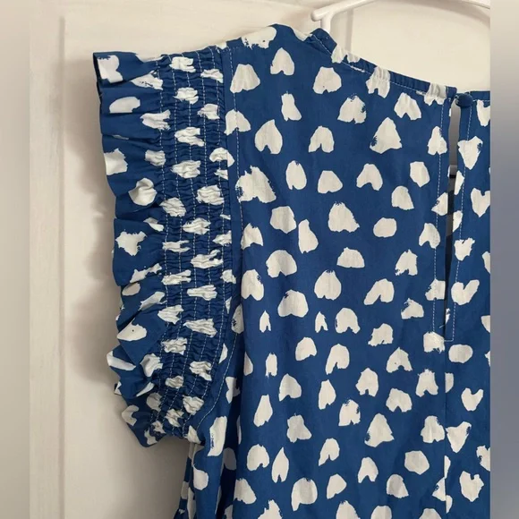 THML Blue Heart Print Flutter Sleeve Top - Picture 9 of 10